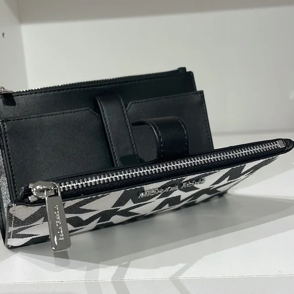 Michael Kors MK print double zip wallet wristlet phone holder - Picture 3 of 3